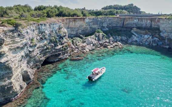 Otranto: Inflatable Boat Tour along the Salento Coast with Swimming Stops and Aperitif