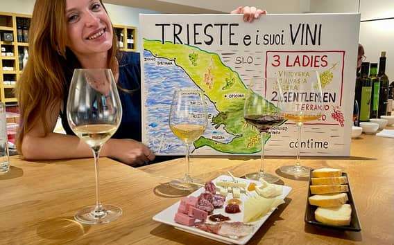 Cata de vino y aceite de oliva en Trieste con embutidos