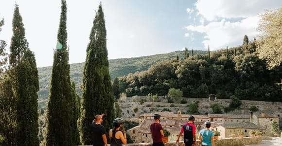 Atardecer en Cortona: degustación de pizza + paseo en bicicleta eléctrica por el pueblo